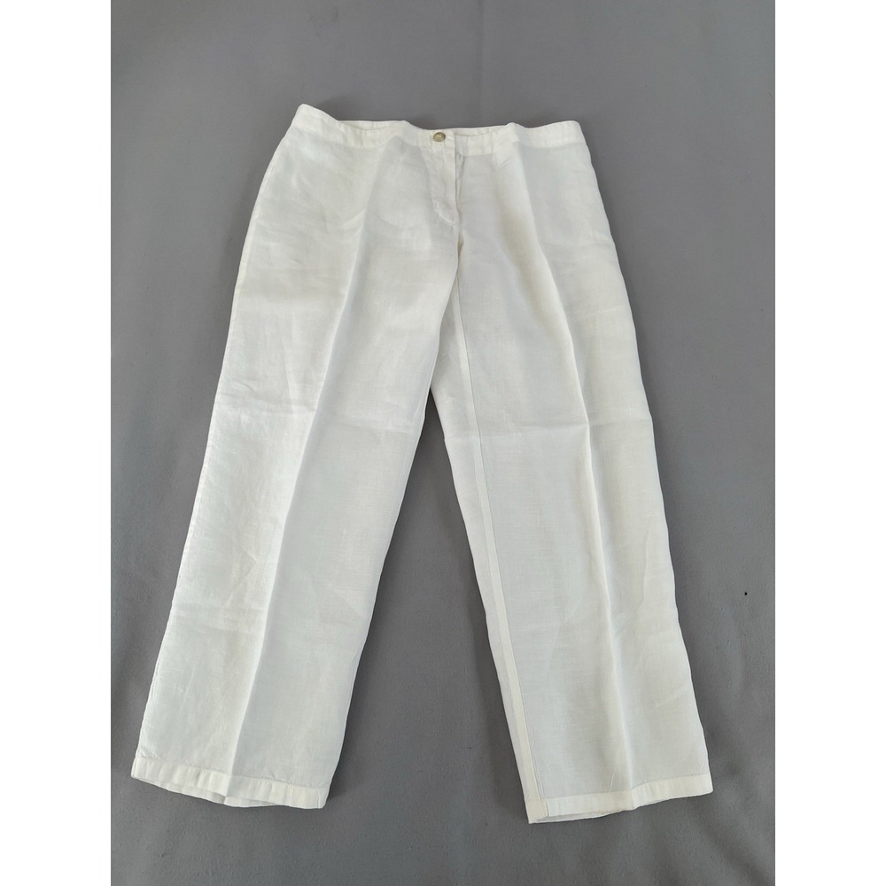 120%‎ Lino Womens Cropped Chino Pants White Button Size 44 (12) Made In Italy